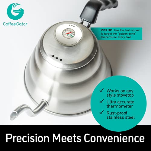 Coffee Gator Pour Over Kettle Gooseneck Spout with Thermometer for Drip  Coffee;Coffee Gator Pour Over Kettle Gooseneck Spout with Thermometer for  Coffee 