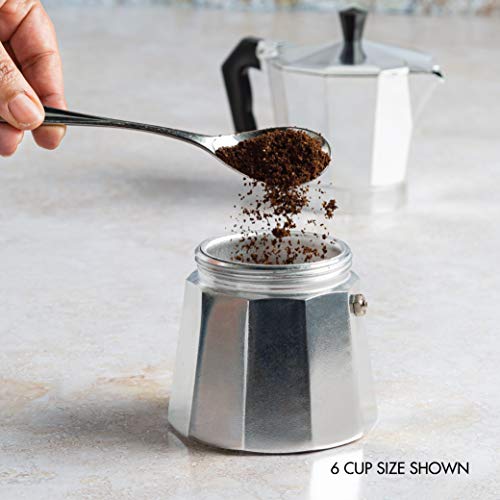 Aluminum Stovetop Espresso Maker, 6 Cup - Primula Black