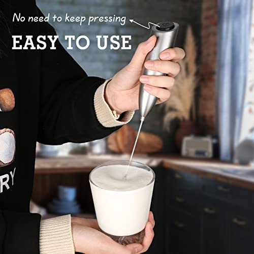 Handheld Battery-Operated Premium Milk Frother with Stainless Steel Kitchen  Counter Stand