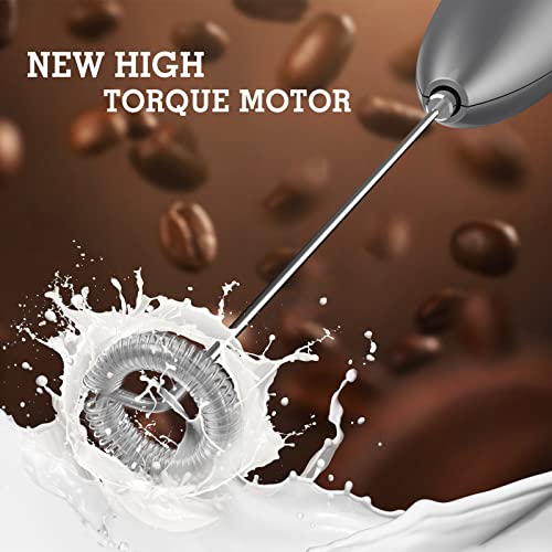 Electric Milk Frother Handheld With Stainless Steel Stand Battery