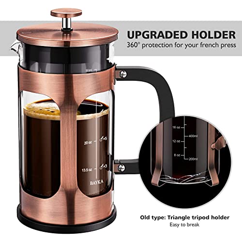 French Press Coffee Maker,, Heat Resistant Thickened Glass, 4